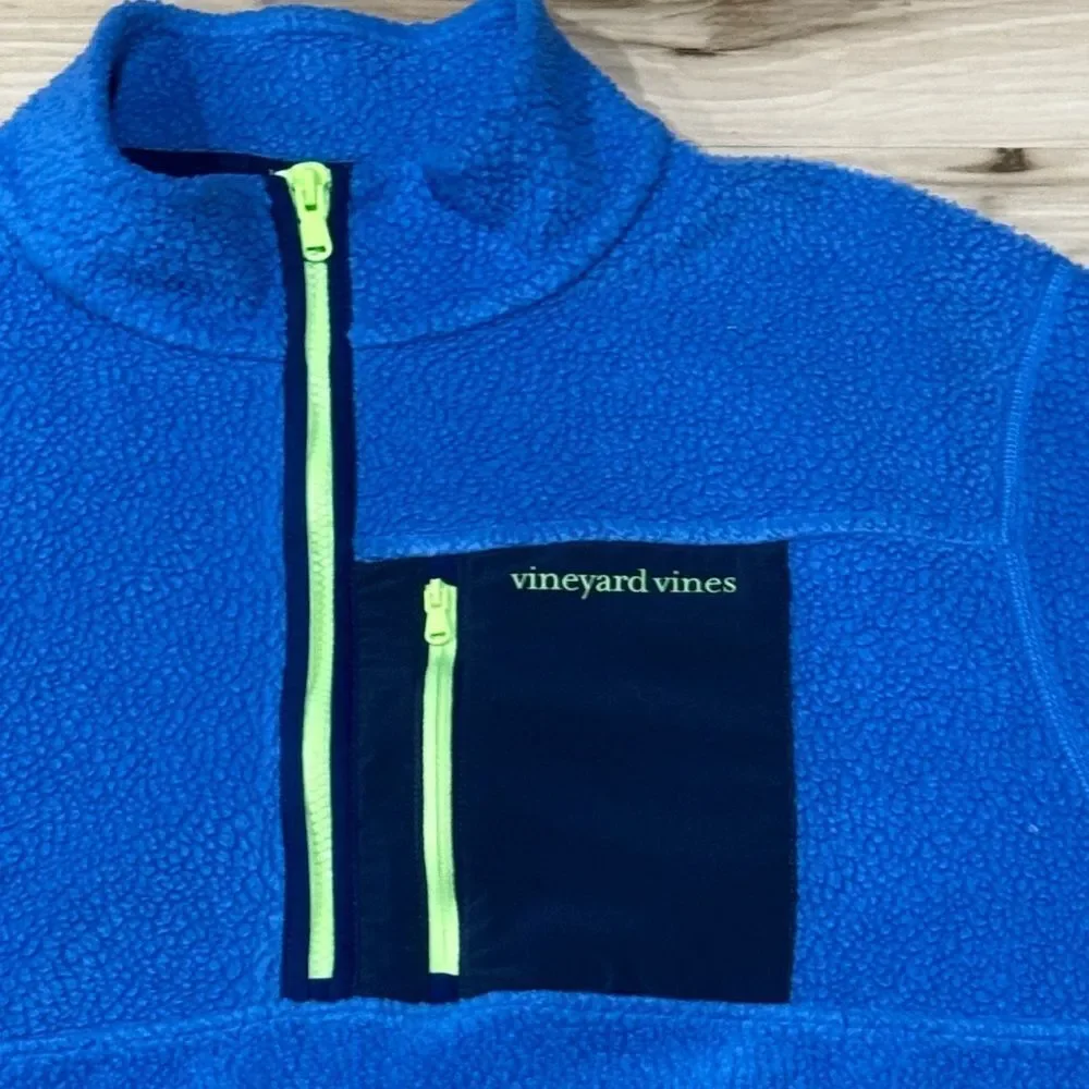 Vineyard Vines Blue Green Sherpa Pullover Sweatshirt Men’s XL